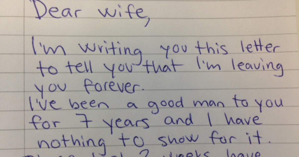 he demands a divorce in letter to wife but her reply makes him divorce letter